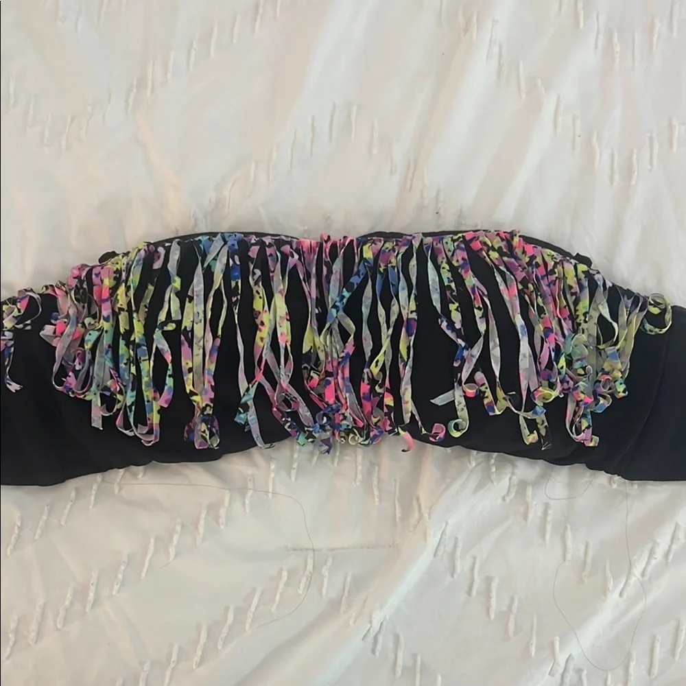 Victoria's Secret Black Bikini with Multicolor Fringe